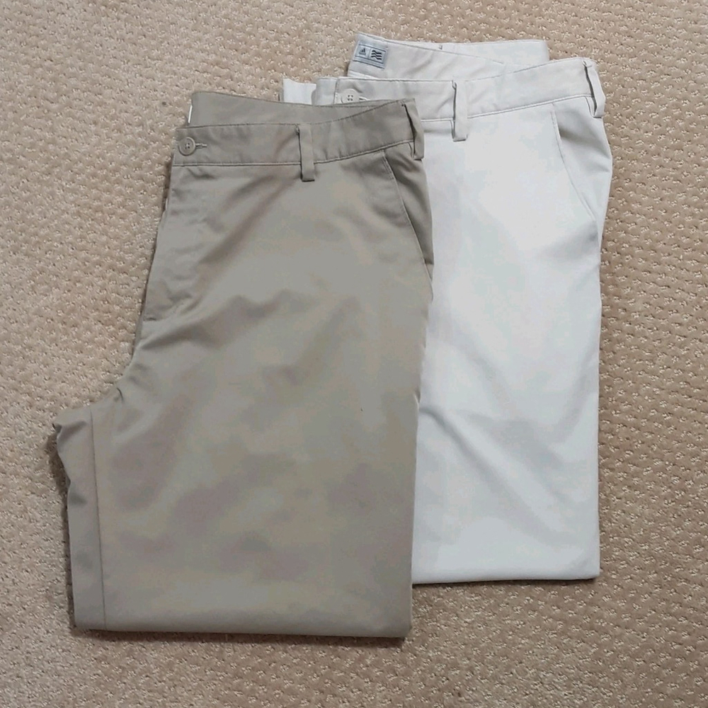 Adidas Men's Golf Pants 38x30 2 Pair Light Beige and Tan Brown